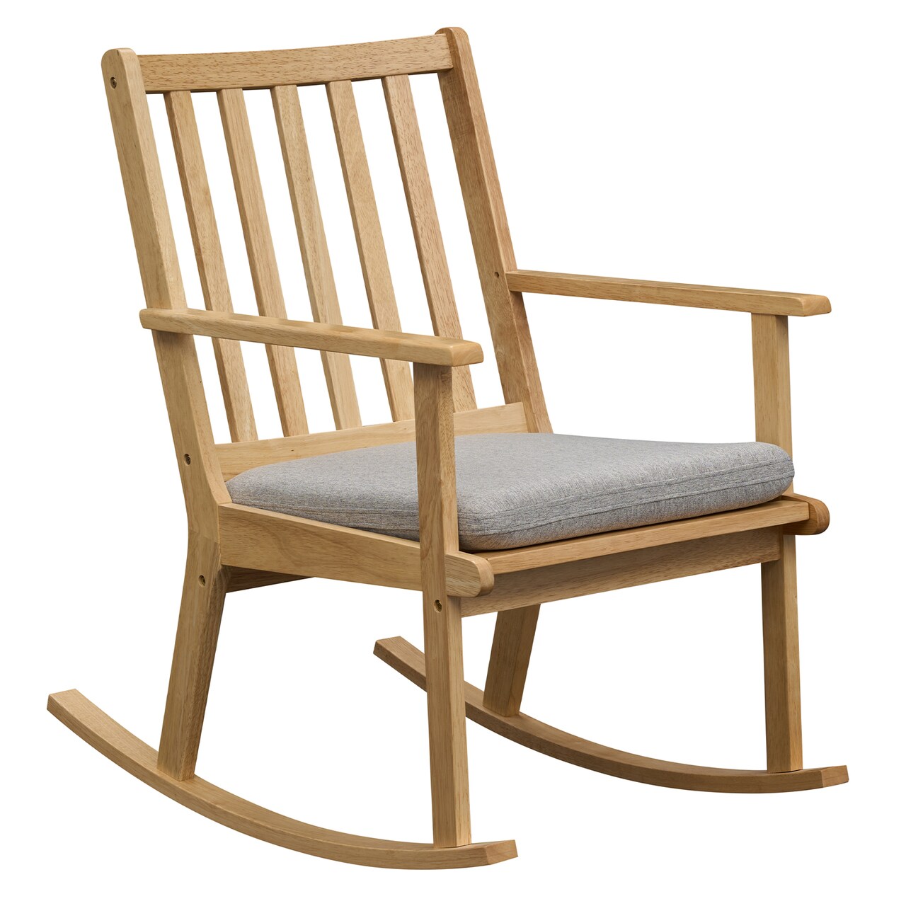 Natural Grey Wooden Rocking Chair with Cushion Indoor Ergonomic Design